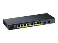 Zyxel GS1900-10HP - Switch - smart - 8 x 10/100/1000 (PoE+) + 2 x Gigabit SFP - skrivbordsmodell, väggmonterbar - PoE+ (77 W) GS1900-10HP-EU0102F