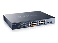 Zyxel XMG1915 Series XMG1915-18EP - Switch - hanterat, NebulaFLEX-moln - L3 Lite - smart - 8 x 100/1000/2.5G (PoE++) + 8 x 100/1000/2.5G + 2 x Gigabit SFP / 10 Gigabit SFP+ - rackmonterbar - PoE++ (180 W) XMG1915-18EP-EU0101F
