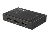 StarTech.com 4 Port HDMI Video Switch - 3x HDMI & 1x DisplayPort - 4K 60Hz - Video-/ljudomkopplare - 3 x HDMI + 1 x DisplayPort - skrivbordsmodell VS421HDDP