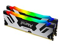 Kingston FURY Renegade RGB - DDR5 - sats - 96 GB: 2 x 48 GB - DIMM 288-pin - 6400 MT/s / PC5-51200 - CL32 - 1.4 V - ej buffrad - on-die ECC - svart & silver KF564C32RSAK2-96