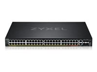 Zyxel XGS2220 Series XGS2220-54FP - Switch - L3-åtkomst, NebulaFLEX Cloud, 960 W - Administrerad - 48 x Gigabit Ethernet + 6 x 10 Gigabit (överordnad länk) - skrivbordsmodell, rackmonterbar - PoE++ (960 W) XGS2220-54FP-EU0101F