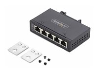 StarTech.com 5-Port Unmanaged Industrial Ethernet Switch - IP30 - TAA - Switch - ohanterad - 5 x 10/100/1000Base-T - DIN-skenmonterbar, väggmonterbar - DC - TAA-kompatibel I51G-ETHERNET-SWITCH