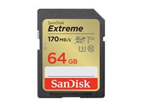 SanDisk Extreme - Flash-minneskort - 64 GB - Video Class V30 / UHS-I U3 / Class10 - SDXC UHS-I SDSDXV2-064G-GNCIN