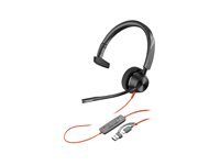 HP Poly Blackwire 3310 - Blackwire 3300 series - headset - på örat - kabelansluten - USB-A - svart - Certifierad för Microsoft-teams, UC-certifierad 8X216AA