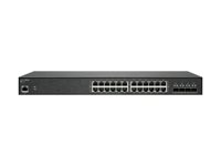 SonicWall Switch SWS14-24 - Switch - Administrerad - 24 x 10/100/1000 + 4 x 10 Gigabit SFP+ - rackmonterbar - ej återförs, demo 02-SSC-4868