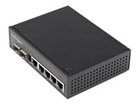 StarTech.com Industriell 5-ports Gigabit Ethernet-switch 4 PoE RJ45 +2 SFP-platser 30 W PoE + 48 VDC 10/100/1000 Power Over Ethernet LAN-switch -40 &degC till 75 &degC med DIN-anslutning/monterbar - Switch - 1 x 10/100/1000 + 4 x 10/100/1000 (PoE+) + 2 x SFP - DIN-skenmonterbar - PoE+ (120 W) - likström IES1G52UPDIN
