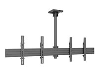 Multibrackets M Menu Board Mount Pro MBC2X1U - Monteringssats (takplatta, klämfäste för stång, monteringsskenor, skyddslock för takplatta, 4 lutningsarmar, 2 förlängningsrör (1,5 m)) - för 2 LCD-bildskärmar - aluminium, stål - svart - skärmstorlek: 40"-65" - takmonterbar 7350073733934