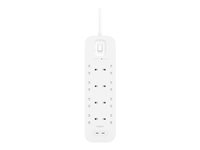 Belkin Connect - Överspänningsskydd - med 2 USB-C-portar - utgångskontakter: 8 - 2 m sladd SRB004VF2M