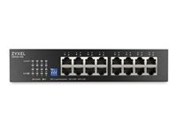Zyxel GS1100 Series GS1100-16S - Switch - ohanterad - 16 x Gigabit Ethernet - rackmonterbar, skrivbordsmodell, väggmonterbar - för P/N: GS1100-16EPS-EU0101F, GS1100-16ES-EU0101F GS1100-16S-EU0101F