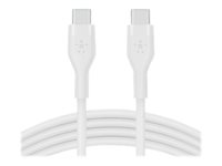 Belkin BoostCharge - USB-kabel - 24 pin USB-C (hane) till 24 pin USB-C (hane) - 2 m - vit CAB009BT2MWH