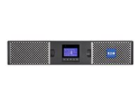 Eaton 9PX 3000i RT2U - UPS (rackmonterbar/extern) - AC 200/208/220/230/240 V - 3000 Watt - 3000 VA - 1-fas - RS-232, USB - utgångskontakter: 10 - PFC - 2U - 19" - svart/silver 9PX3000IRT2U-L