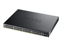 Zyxel XGS2220 Series XGS2220-54HP - Switch - 48-portars GbE L3-åtkomst, NebulaFLEX Cloud med 6 10 G uplink - Administrerad - 40 x 10/100/1000 (PoE+) + 8 x 10/100/1000 (PoE++) + 2 x 1/2.5/5/10 (PoE++) + 4 x 10 Gigabit SFP+ - skrivbordsmodell, rackmonterbar - PoE++ (600 W) XGS2220-54HP-EU0101F