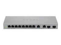 Zyxel XGS1010-12 - V2 - switch - Administrerad - 8 x 10/100/1000 + 2 x 100/1000/2.5G + 2 x 1 gigabit/10 gigabit SFP+ (upplänk) - skrivbordsmodell, väggmonterbar XGS1010-12-ZZ0102F