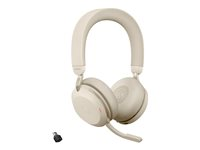 Jabra Evolve2 75 - Headset - på örat - Bluetooth - trådlös - aktiv brusradering - USB-C - ljudisolerande - beige - Optimerad för UC 27599-989-898