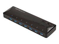 Startech USB 3.0-hub med 7 portar och dedicerade laddningsportar - 2x 2,4 A-portar - USB-växel - 7 x SuperSpeed USB 3.0 - skrivbordsmodell - för P/N: USB312SAT3CB, USB315CB2M, USBLT1MWS, USBLT2MBR, USBLT30CMW, USBLTM1MBK, USBLTM1MWH ST93007U2C