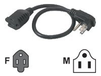 C2G 1.5ft Flat Plug Power Strip Plus - 18 AWG - NEMA 5-15P to NEMA 5-15R - Strömkabel - NEMA 5-15 (hane) till NEMA 5-15 (hona) - 45.72 cm - svart 29804